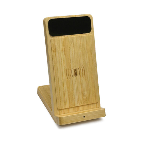 Bamboo Phone Holder with Wireless Charger - Image 3