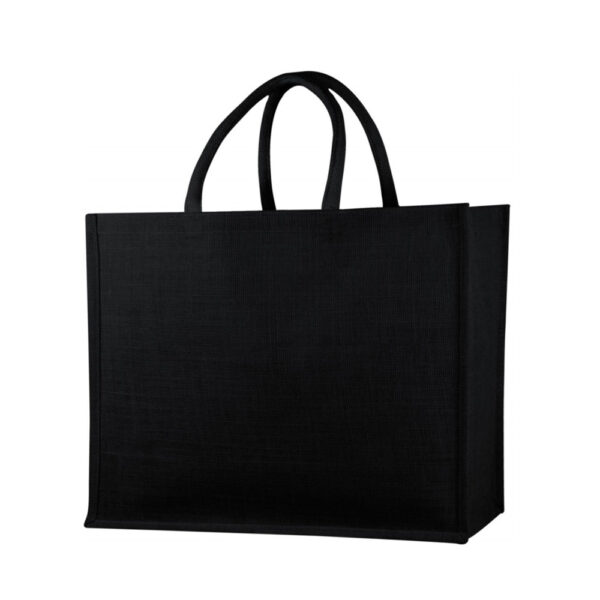 Blak – Wide Laminated Jute Bag (Black)