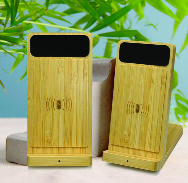 Bamboo Phone Holder with Wireless Charger - Image 5