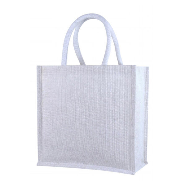 Josef – Square Laminated Jute Bag (White)