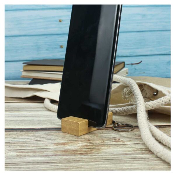 Bamboo Phone Stand with Round Key Holder 4 Bamboo Phone Stand with Round Key Holder - Image 4