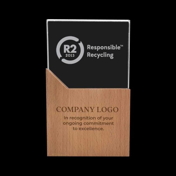 Rectangle Shaped Wood and Crystal Awards with Box 2 Rectangle Shaped Wood and Crystal Awards with Box - Image 2