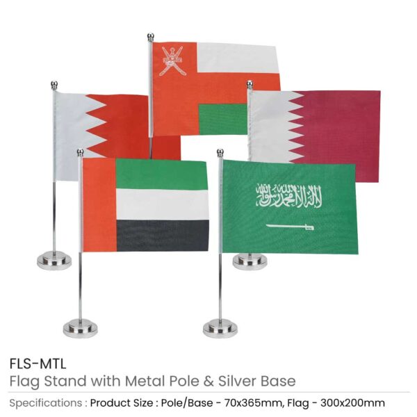 Flag with Metal Pole & Silver-Plated Plastic Base 3 Flag with Metal Pole & Silver-Plated Plastic Base - Image 3