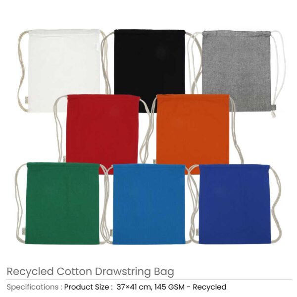 Recycled Cotton Drawstring Bags, 145gsm 3 Recycled Cotton Drawstring Bags, 145gsm - Image 3