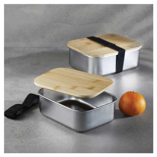 Stainless Steel Lunch Box with Bamboo Lid & Strap 5 Stainless Steel Lunch Box with Bamboo Lid & Strap - Image 5