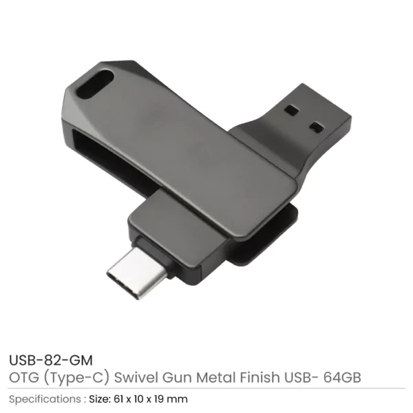 Swivel OTG USB in Gun Metal 64GB V. 3.0 Type C 3 Swivel OTG USB in Gun Metal 64GB V. 3.0 Type C - Image 3