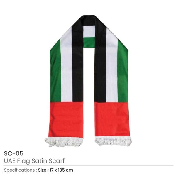 UAE Flag Satin Scarfs 3 UAE Flag Satin Scarfs - Image 3