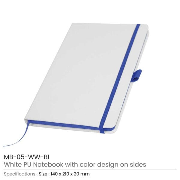 White PU Leather Cover A5 Notebooks Band Bookmark Loop 7 White PU Leather Cover A5 Notebooks Band Bookmark Loop - Image 7
