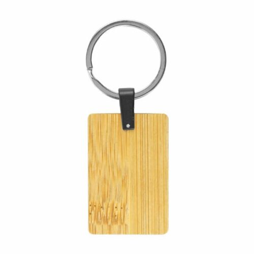 bamboo and metal keychain rectangle 32mm 67925549011fc