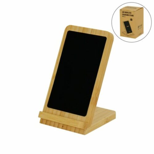 bamboo fast wireless charger stand 15w with led logo 67925360923e8