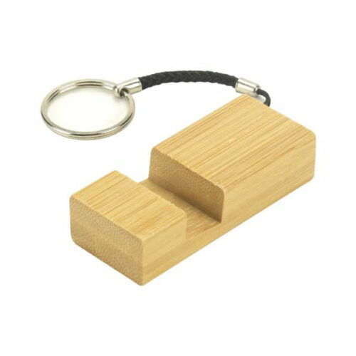 bamboo phone stand with round key holder 679255a072d10