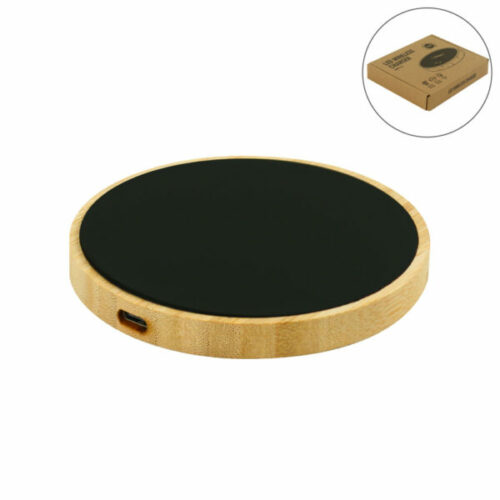 bamboo wireless charger 15w fast charging with led logo 67925365b3afa