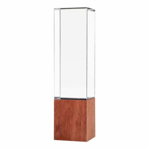 cuboid shaped crystal awards with wooden base 679257693076c