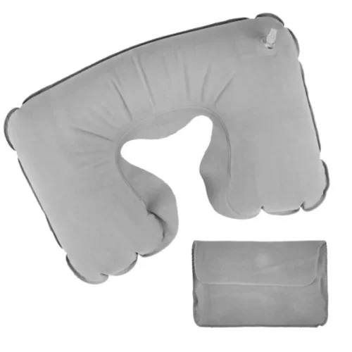 inflatable neck pillow with pouch grey 6792518e34588