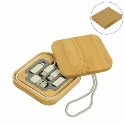 multi charging cable set in square bamboo case 6792537545bb7