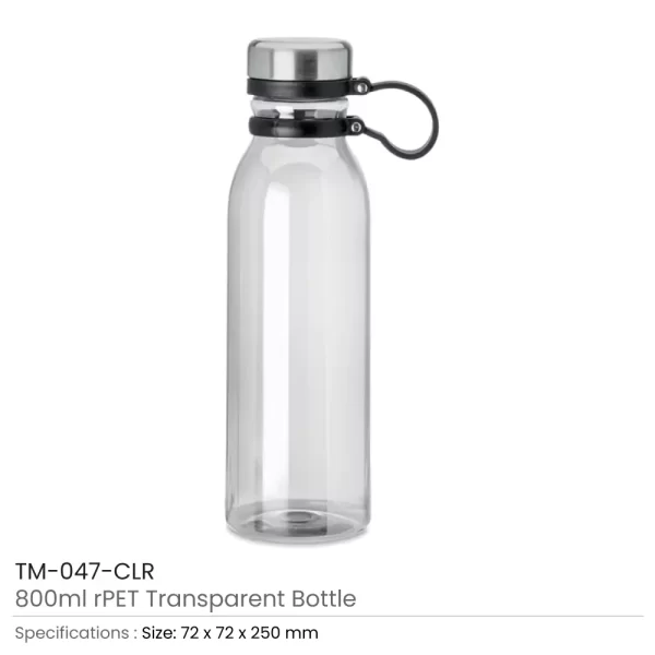 rPET Transparent Bottles 800ml SS Lid with Carry Handle 6 rPET Transparent Bottles 800ml SS Lid with Carry Handle - Image 6