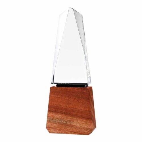tower shaped crystal awards with wooden base 6792576e300df