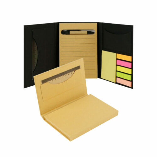 tri fold notepad with sticky notes pen card slot and ruler 67925341102a4