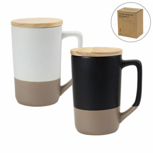 two toned ceramic mugs with clay bottom bamboo lid 679251a2c8465